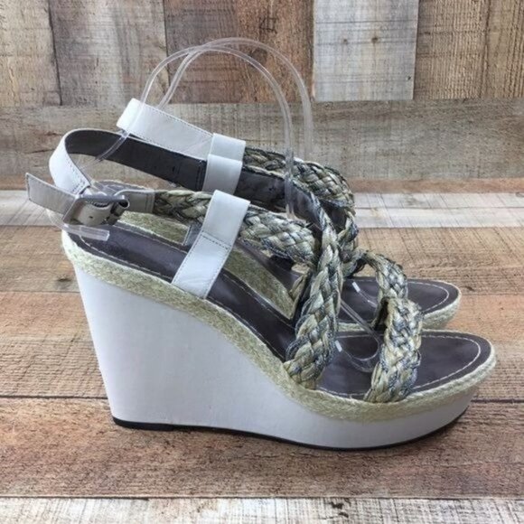 Vince Camuto Strappy Woven Platform Wedge‎ Sandals Womens 10B Slingback - Picture 1 of 11